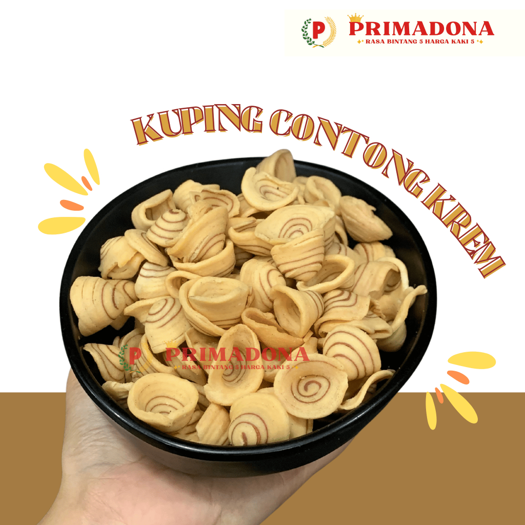 

Snack Kuping Kontong Krem CAMILAN KILOAN 250GR 500GR - PRIMADONA SNACK