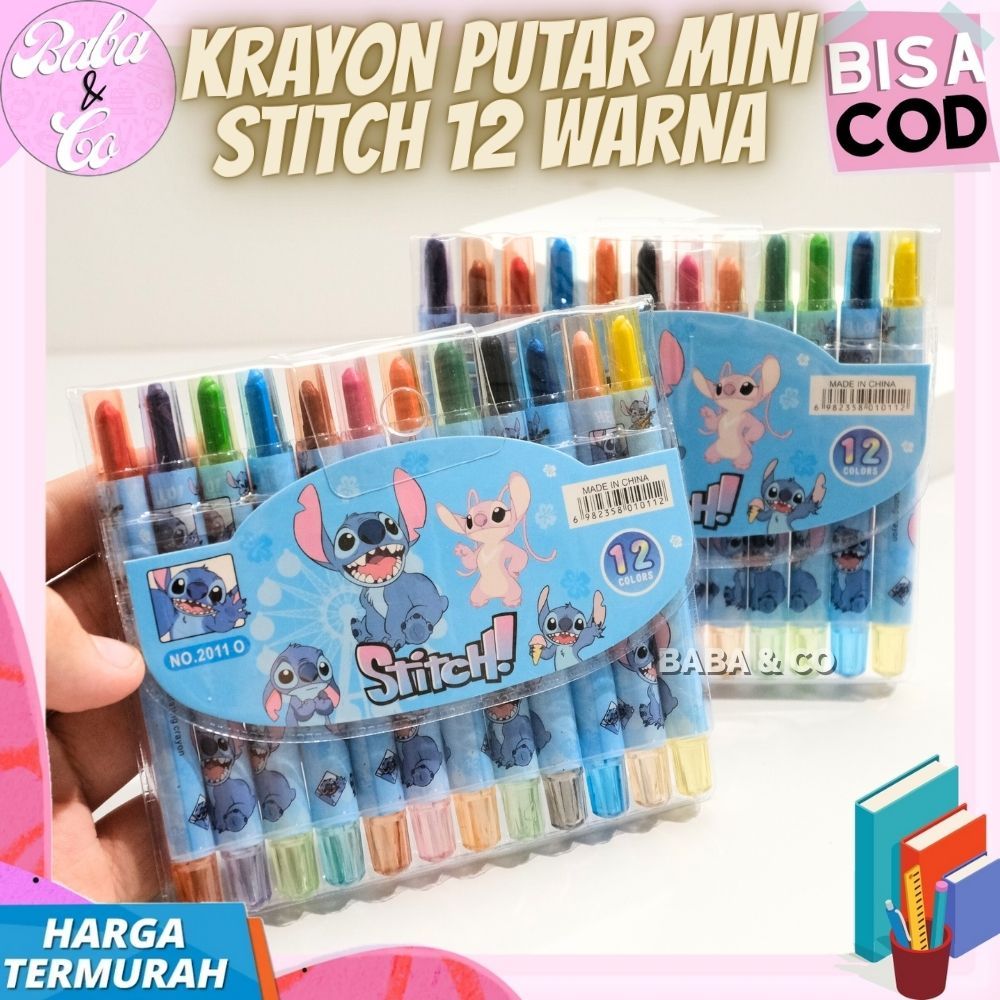 

KRAYON TWIST STITCH MINI 1 SET 12 WARNA CRAYON TWIST MINI STITCH LUCU UNIK KRAYON PUTAR STITCH KECIL ISI 12 WARNA