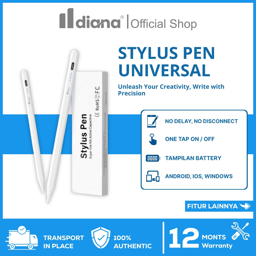 DIANA Stylus Pen Universal Android iOS Windows Palm Rejection Rechargeable