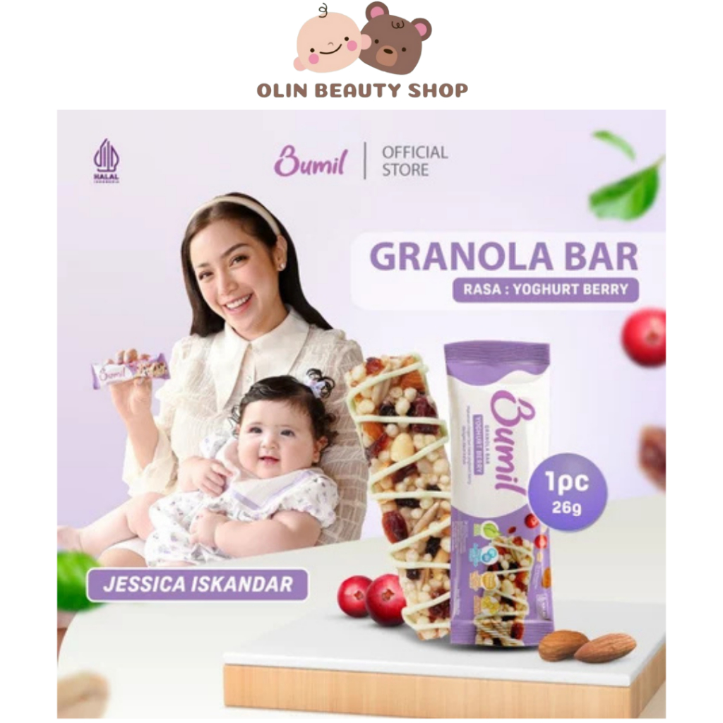 

BUMIL Makanan Ringan Bar Rasa Coklat Dan Yoghurt Berry dengan Daun Katuk Granola Bar 1pcs