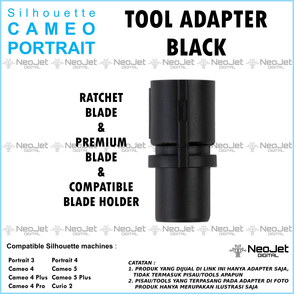 

Silhouette Tool Adapter Black Hitam Mesin Cutting Silhouette Cameo 4 Plus Pro Portrait 3 Potrait