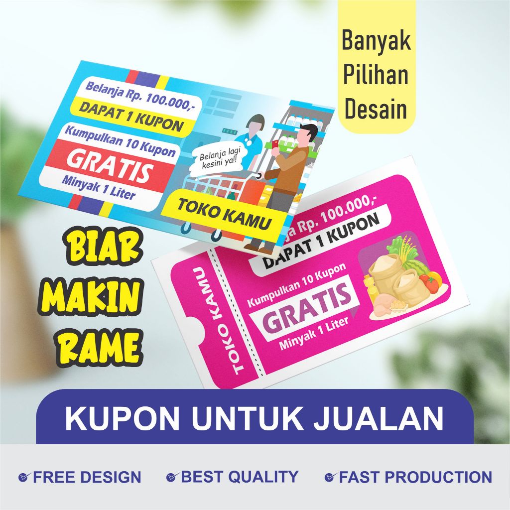 

kartu jualan warung sembako | cetak kupon promosi untuk di toko kelontongan | kupon custom