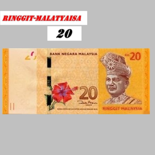 Pecahan Kertas 20 Ringgit Malayasia Asli