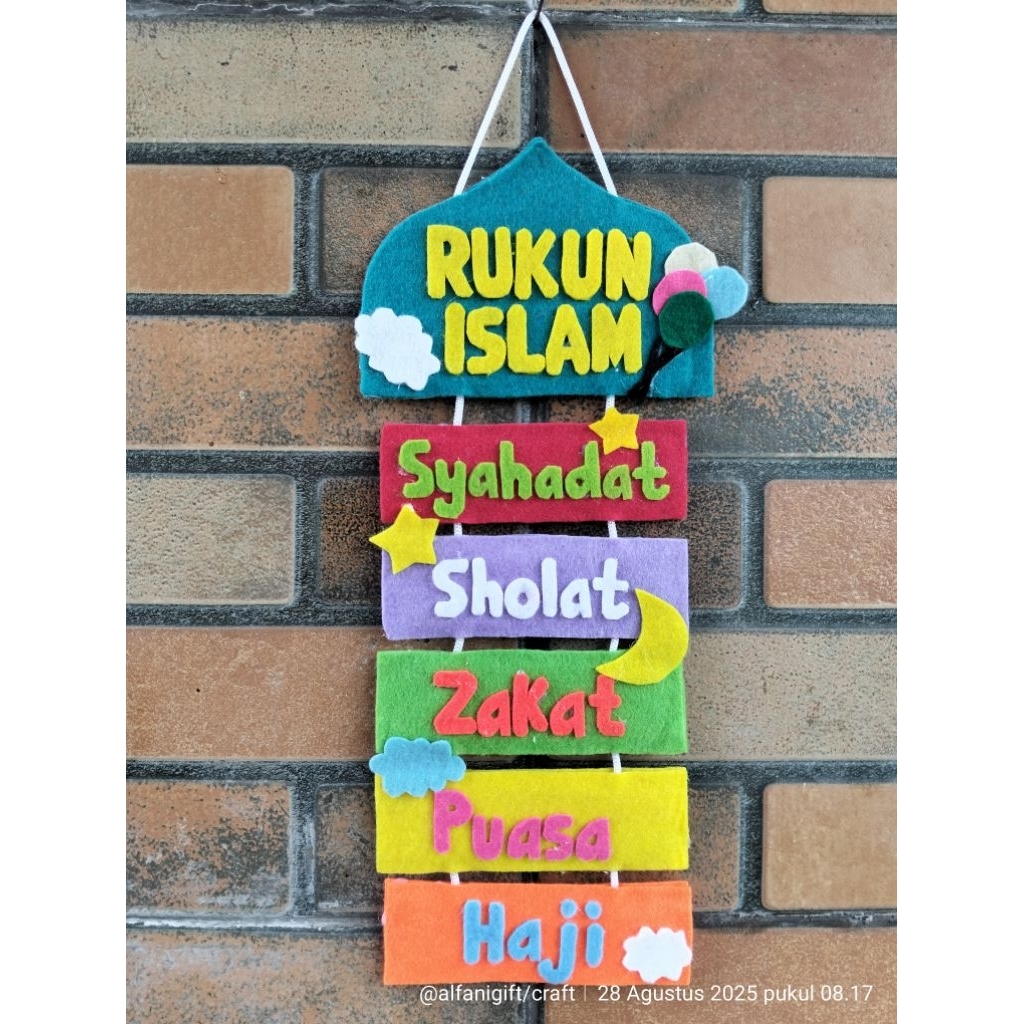 HIASAN DINDING DARI FLANEL /RUKUN ISLAM/ RUKUN IMAN/ 6S DLL