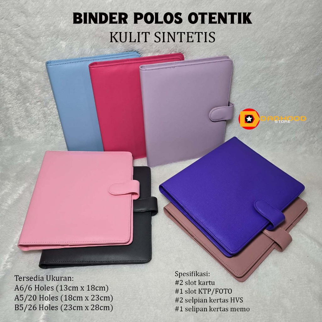 

BINDER KULIT GLOSSY SINTETIK UKURAN A6, A5 & B5 15 WARNA PILHAN