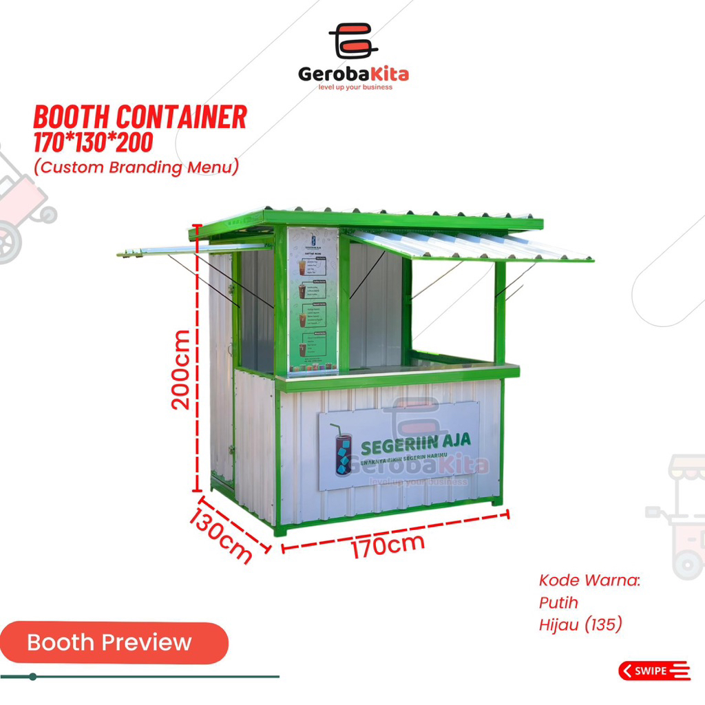 Booth Kontainer 170x130x200 Custom Branding Menu