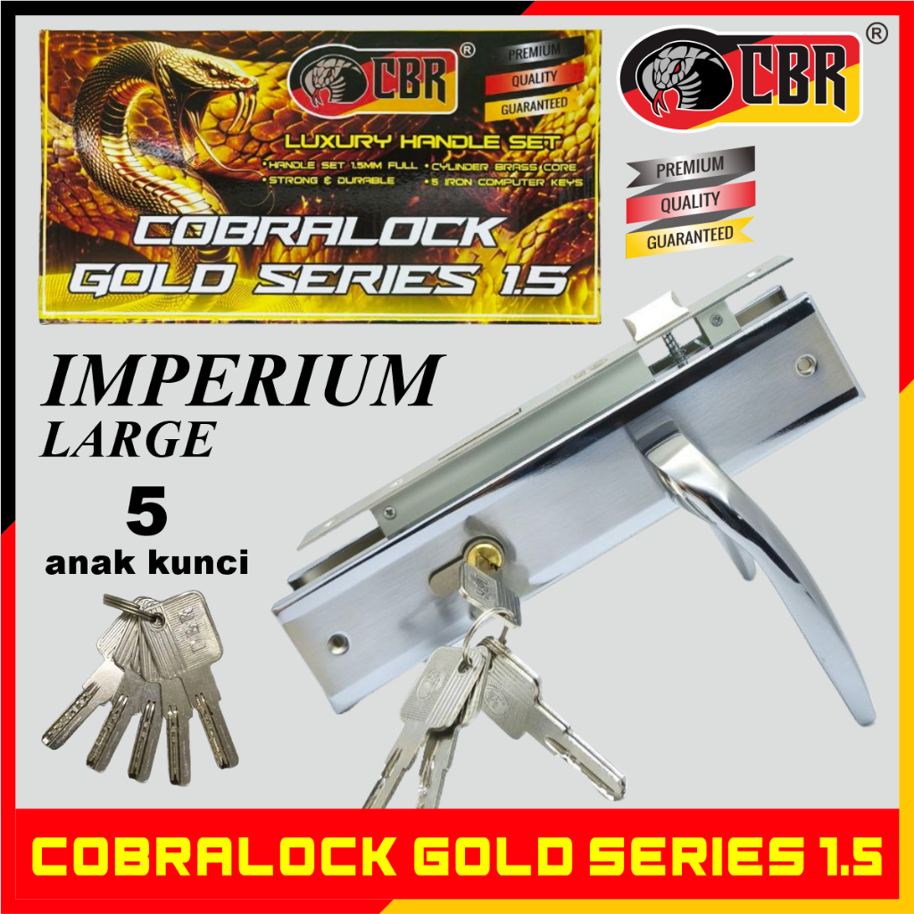 CBR COBRALOCK GOLD SERIES Handle Pintu / Kunci Pintu Rumah Gold Series Tebal 1.5mm Imperium Large + 
