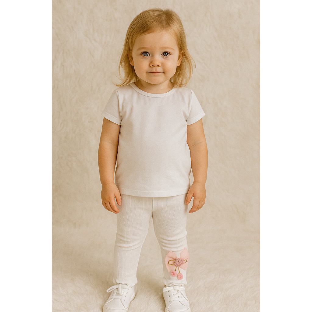 Legging Anak Perempuan Import Cotton Lembut Adem Warna Putih Celana Panjang Fit di Kaki