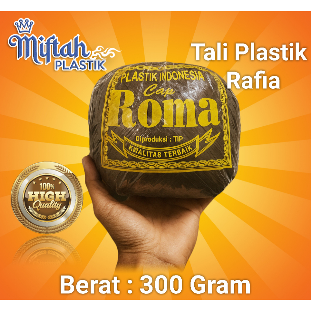 

Tali Plastik Rafia Merk Roma Berat 300 Gram Berkualitas