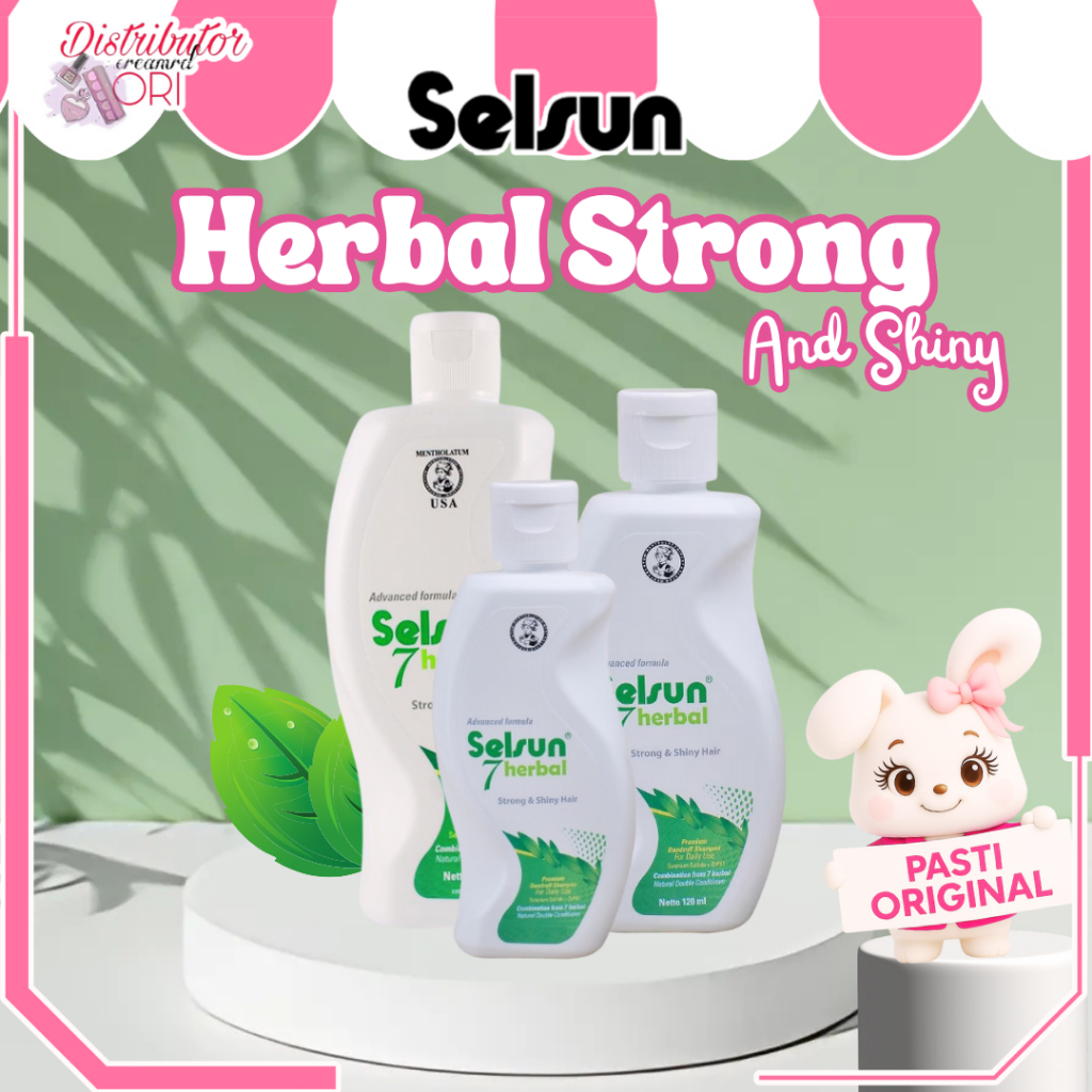 Selsun 7 Herbal Strong And Shiny Hair 200 Ml / 120 Ml / Shampoo Anti Dandruff / Shampo Anti Ketombe 