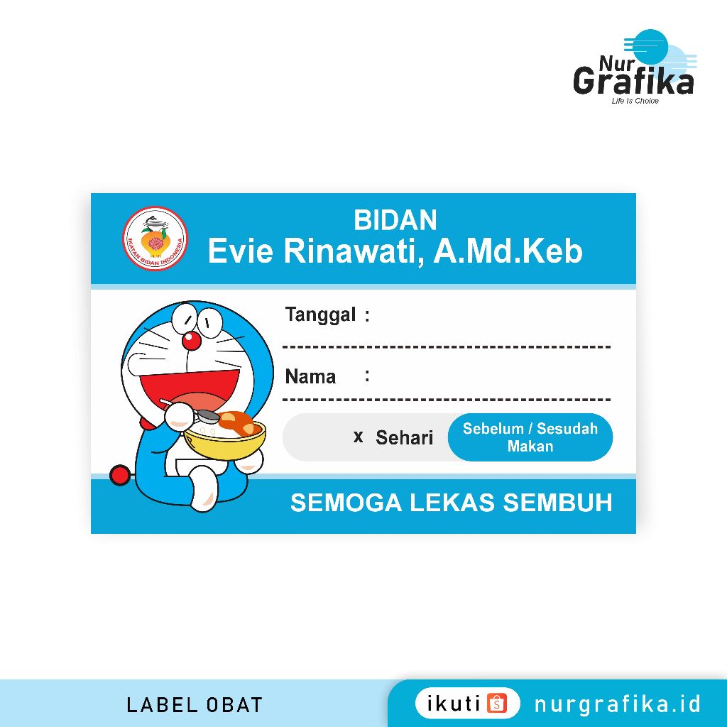 

1Pack Label Obat Sirup Kartun Doraemon