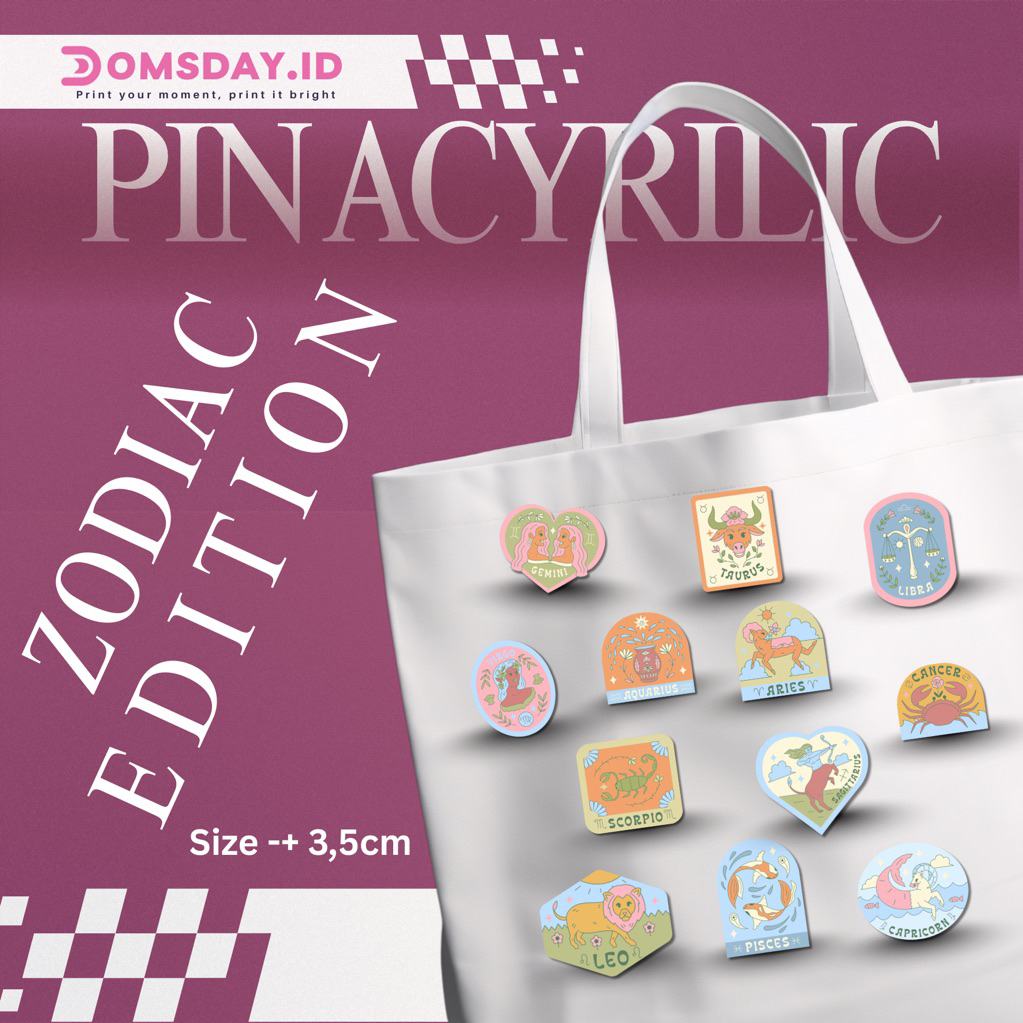 Pin Akrilik Pin Edisi Zodiac Pin Tas Pin Topi kualitas bagus hasil tajam