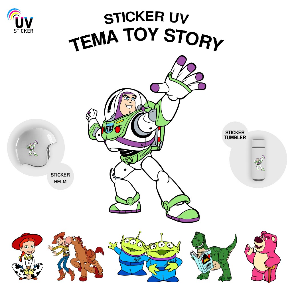 

STIKER UV - TEMA KARTUN TOY STORY | STICKER UV, STICKER MOTOR, STICKER MOBIL, STICKER HELM, STICKER TUMBLER, STICKER 3D, STICKER UV DTF BY UVSticker