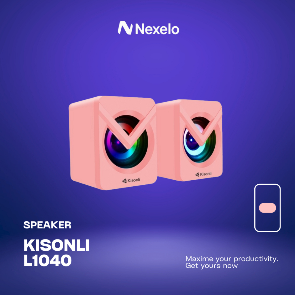 Kisonli L-1040 Speaker Laptop/Komputer 2.0 Stereo USB LED – Mini Portable Pink