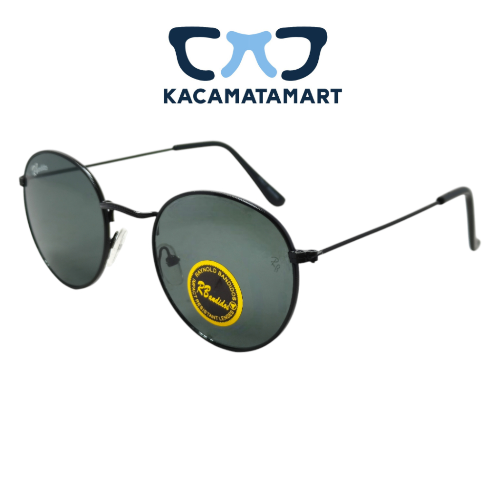 Kacamata Hitam Unisex Korea Frame Metal Bulat Sunglasses Anti UV Lensa Kaca Anti Silau - LS155T