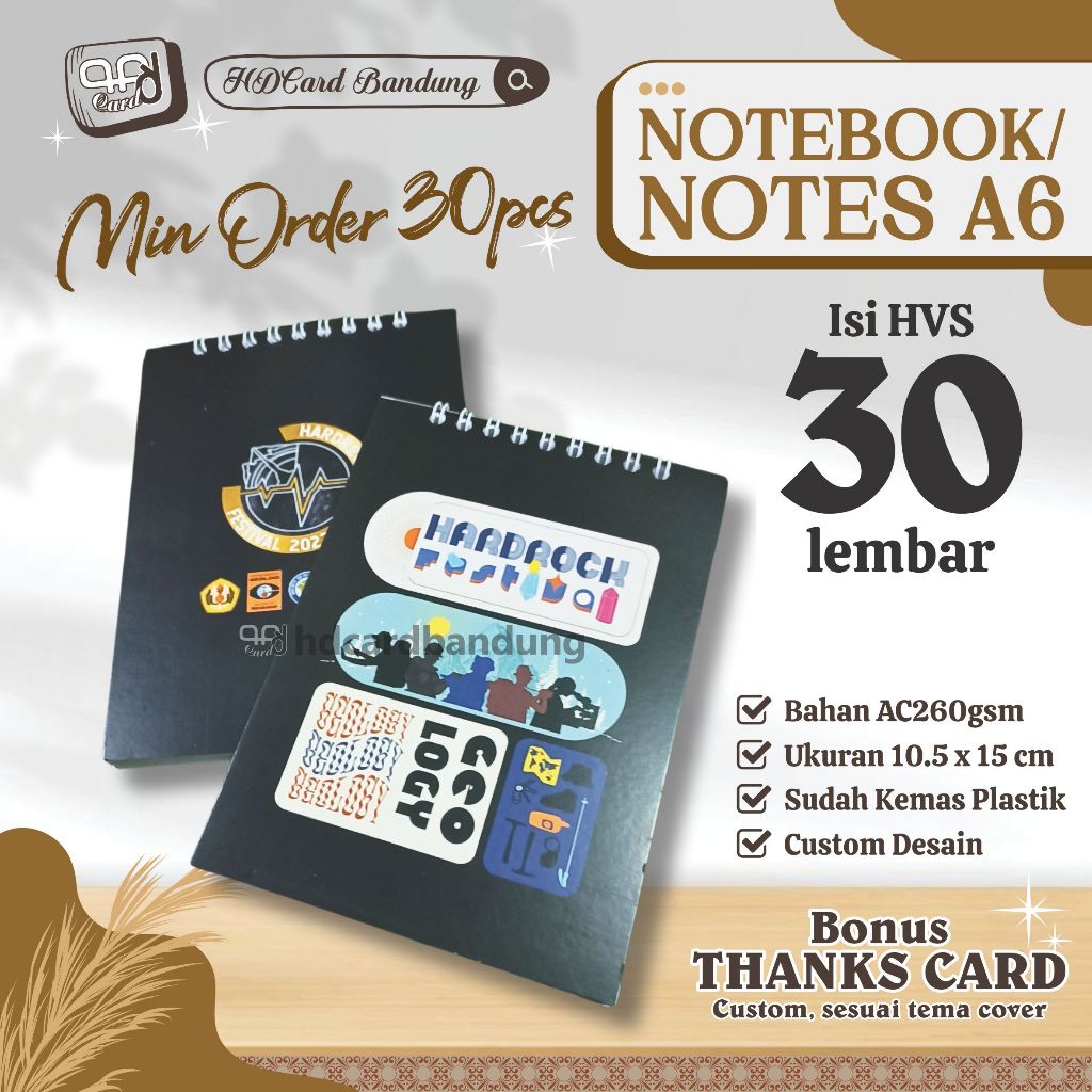 

[A6 - 30 lembar] Notes A6 Souvenir Notebook Custom Suvenir Murah Unik Lucu