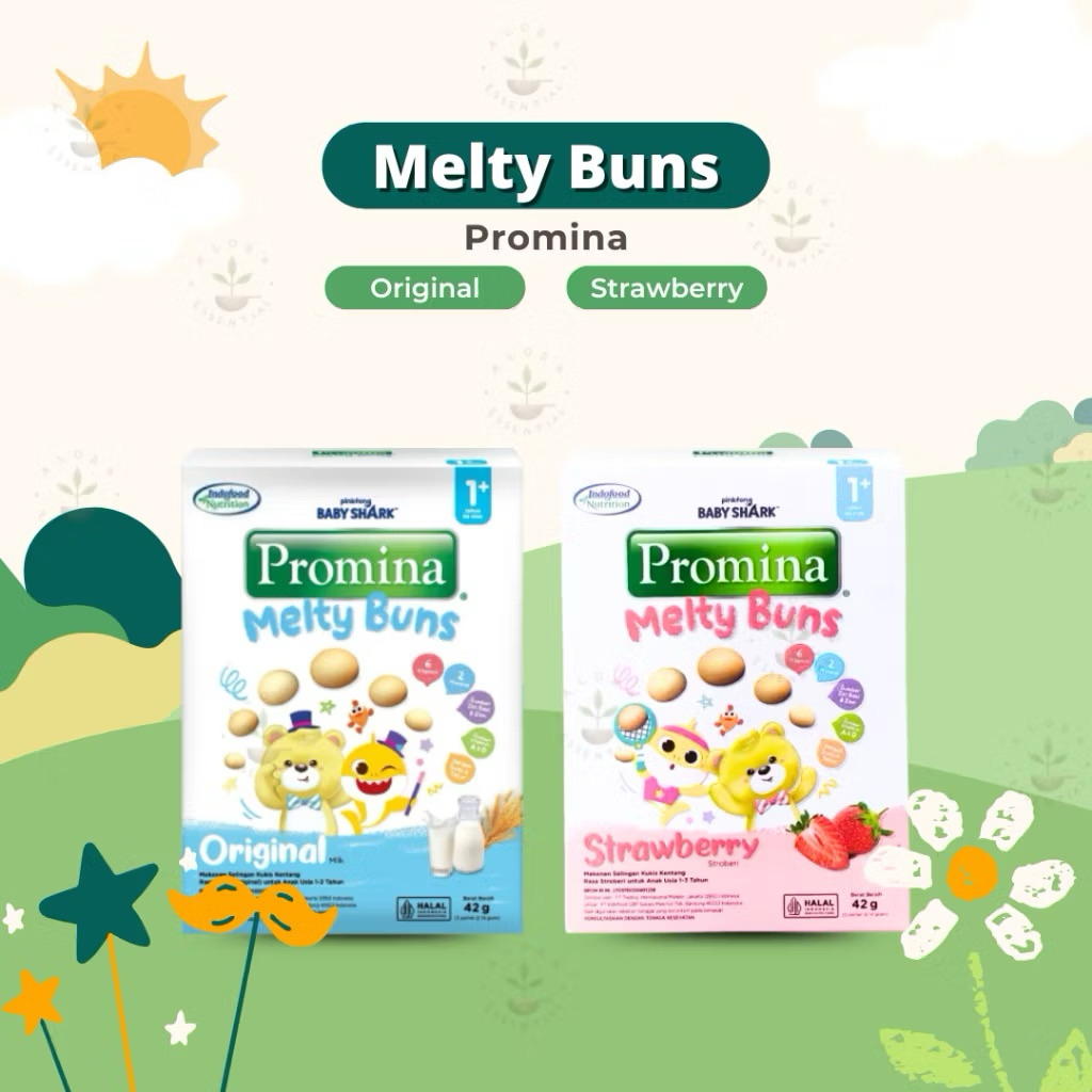 Promina Melty Buns Original Strawberry 42 g | Makanan Ringan Bayi 1 Tahun Keatas | Snack Anak 1y | C