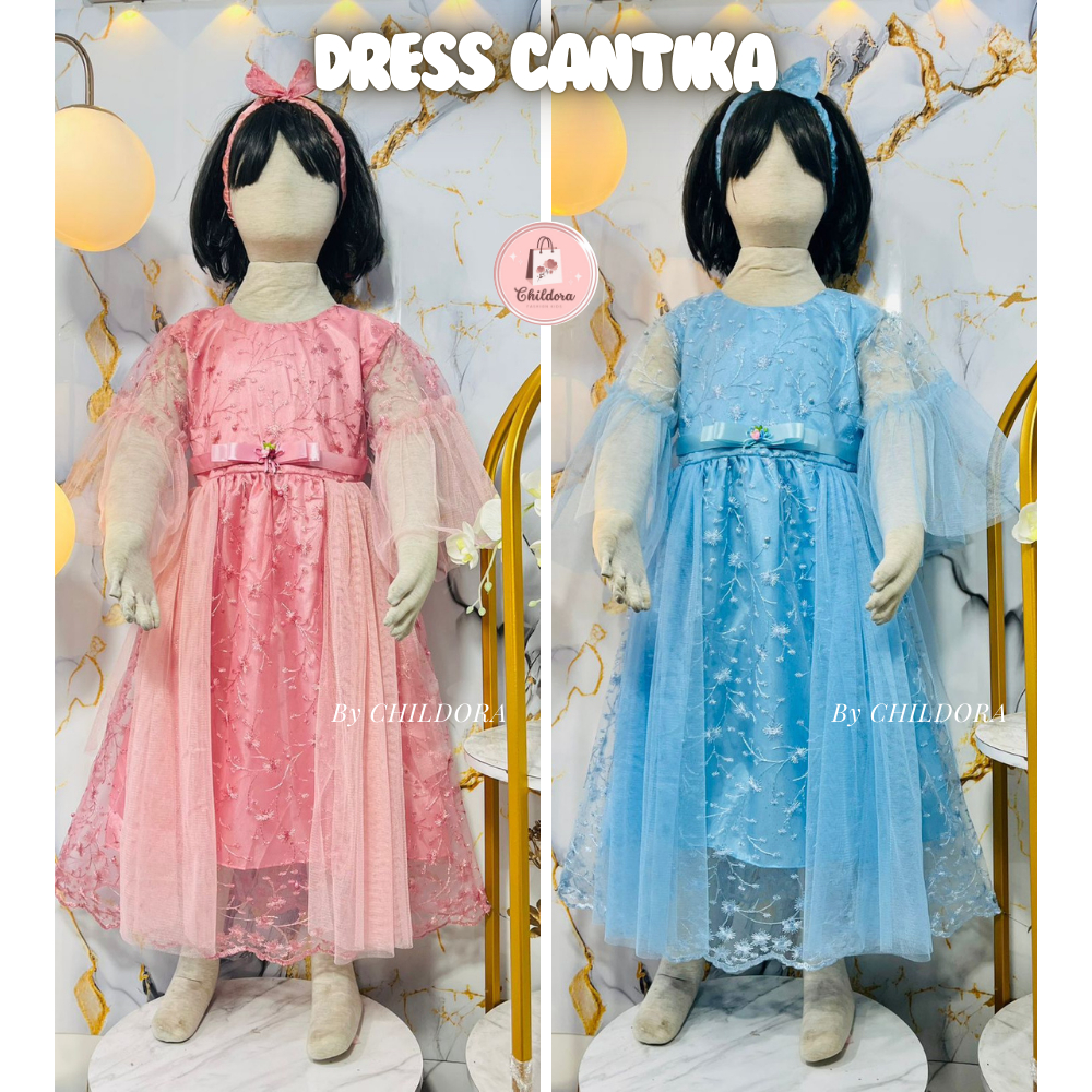DRESS CANTIKA PESTA ULANG TAHUN ANAK USIA 3-8 TAHUN / GAUN BROKAT PESTA ULANG TAHUN ANAK PEREMPUAN /