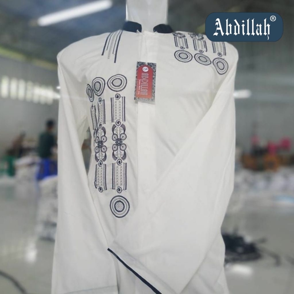 Koko dewasa Abdillah bordir lengan panjang Putih (grosir)