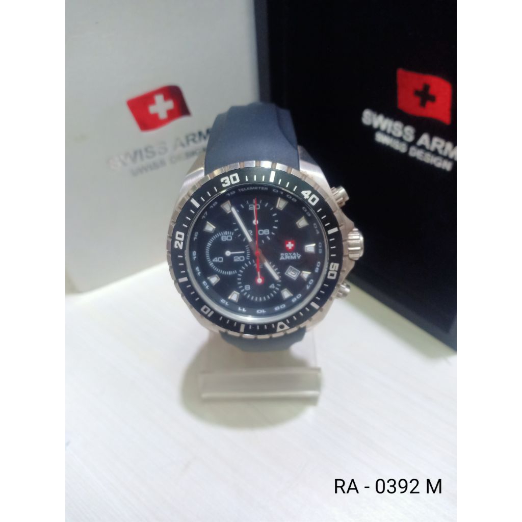 JAM TANGAN PRIA ROYAL ARMY RA 0392 MA CRONO TGL AKTIF ORIGINAL RUBBER SILICONE ALL STAINLESS STEEL W