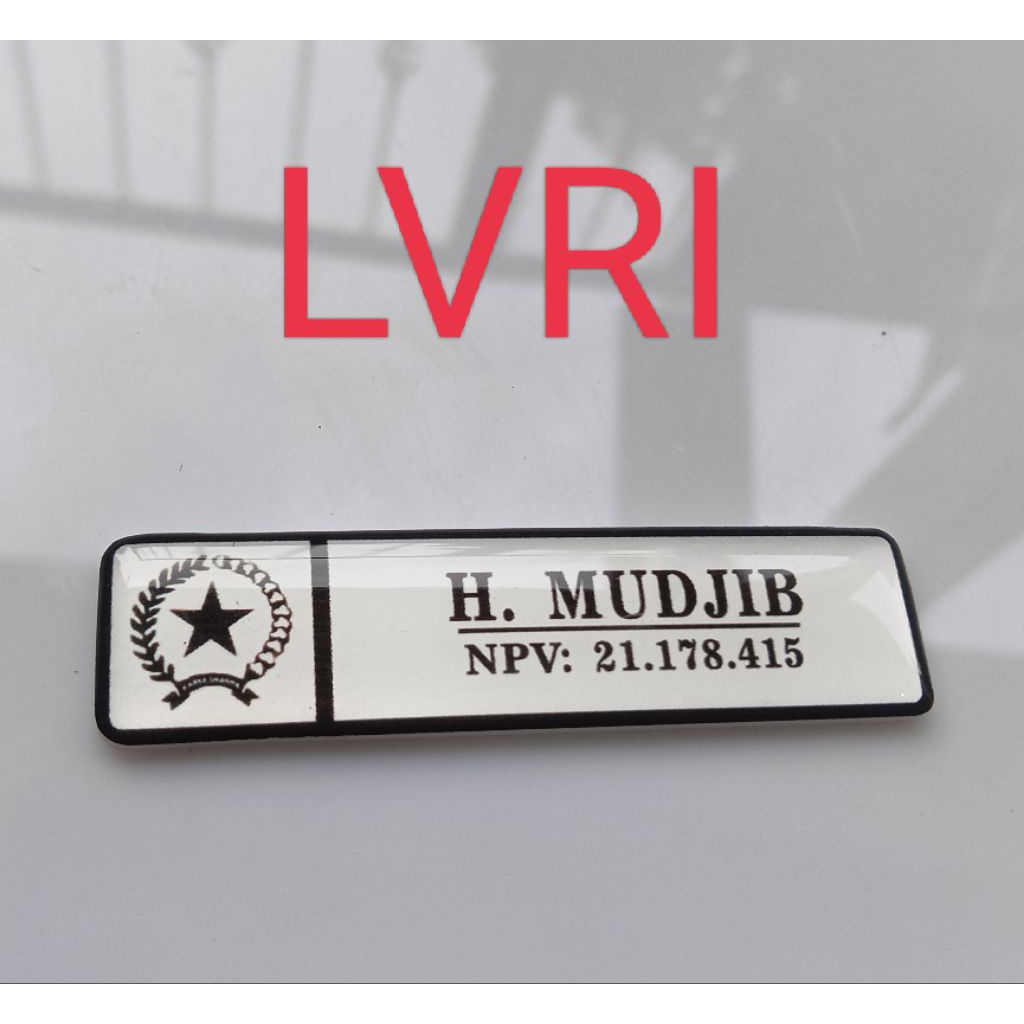 

NAME TAG PURNAWIRAWAN - LVRI - DASAR PUTIH HURUF HITAM - TNI POLISI