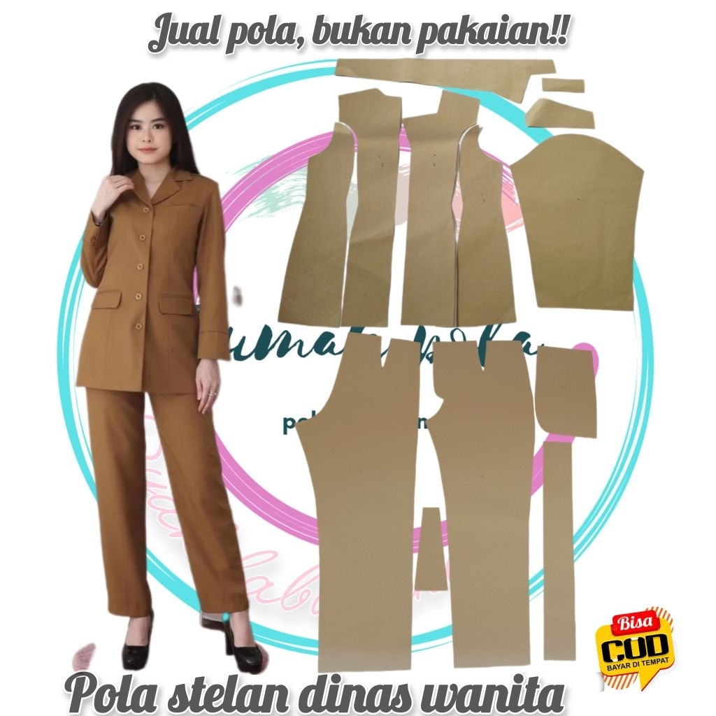 (Pola Instan) Pola Setelan Baju Dinas Wanita,Baju Dan Celana