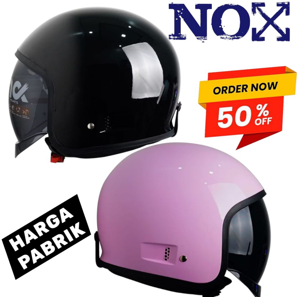 Helm NOX X1 Magnum White Original Helm Retro Half Face Iner Visor