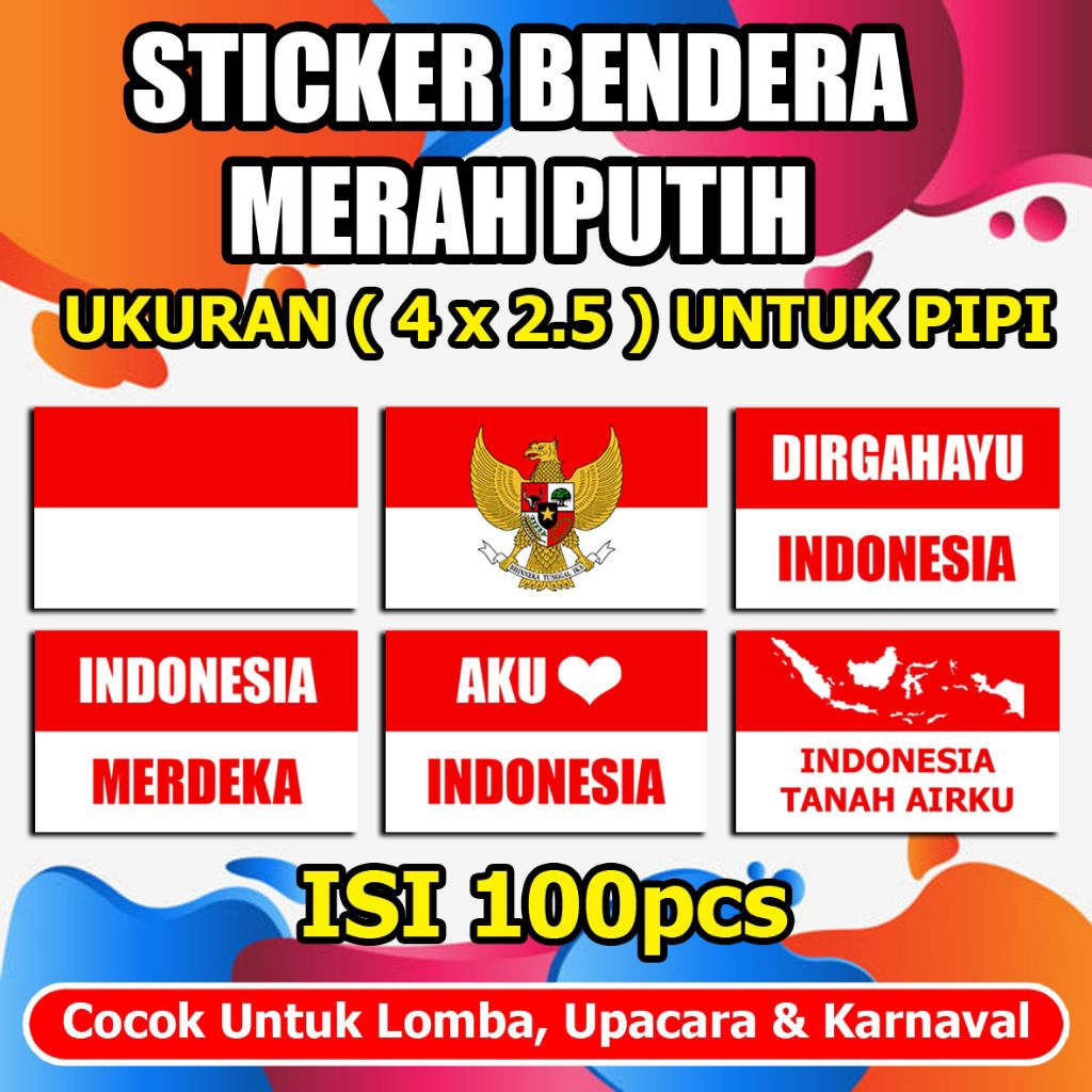 

STIKER PIPI BENDERA MERAH PUTIH 100PCS
