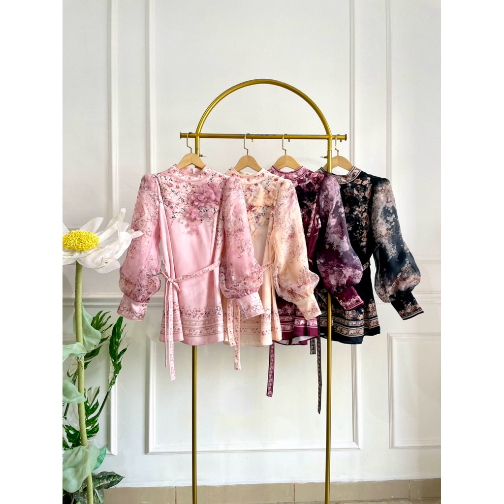 Vanny blouse armani silk mix organza