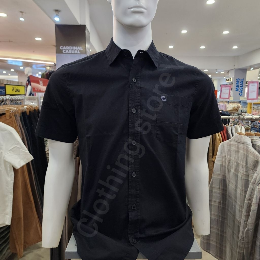 BOMBBOOGIE ORIGINAL kemeja pria lengan pendek hitam 22951B5BK