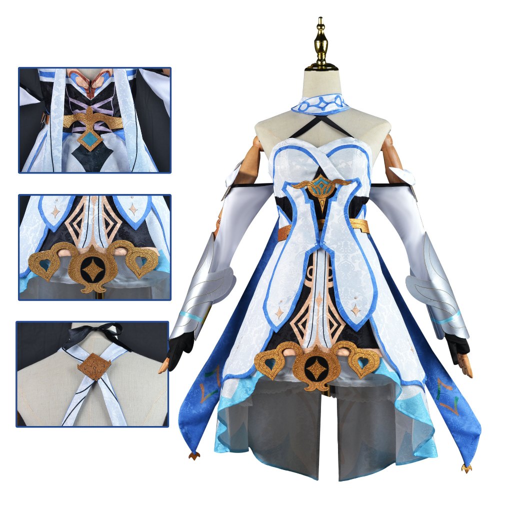 Genshin Impact cospaly Lumine cosplay costume and wig shoes
