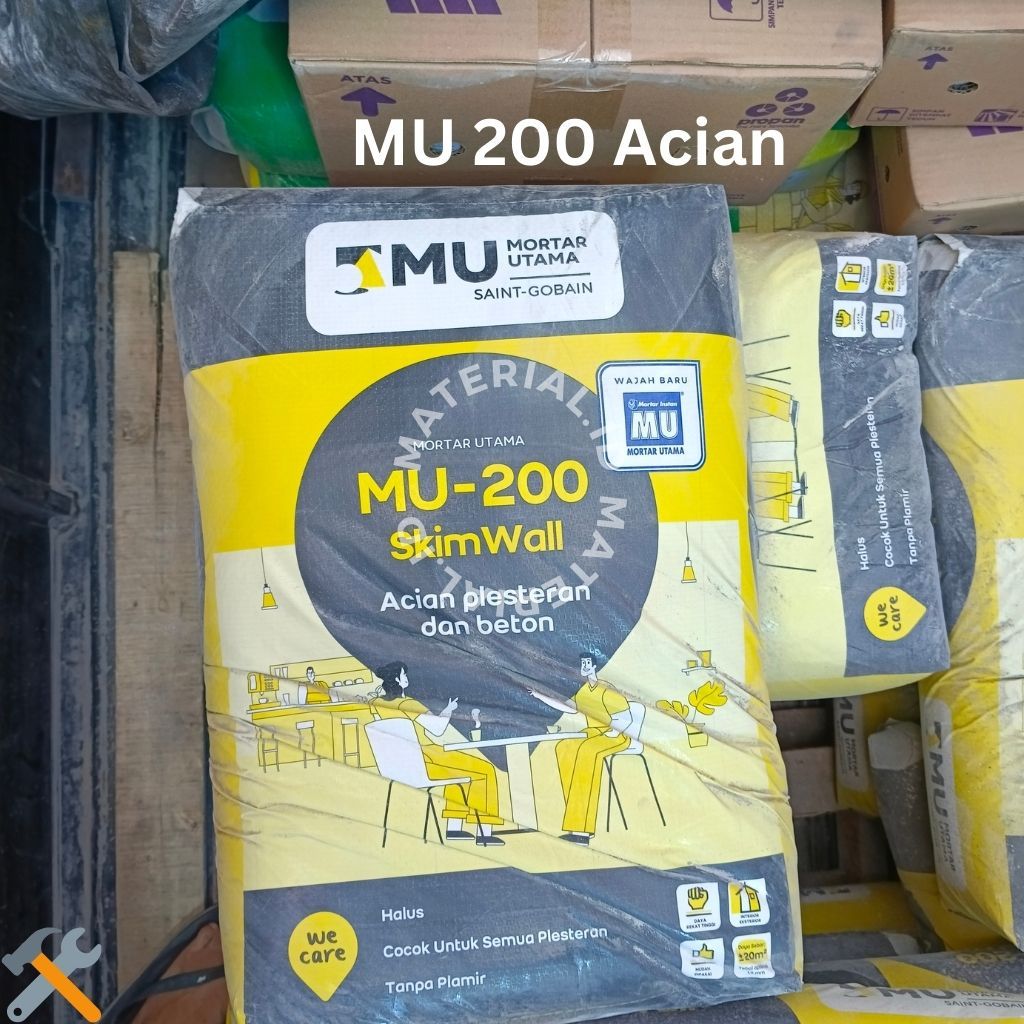1 Kg SEMEN ACIAN PLESTER TEMBOK MU 200 ECERAN 1 KG Ecer Mortar Utama Repack Termurah Murah