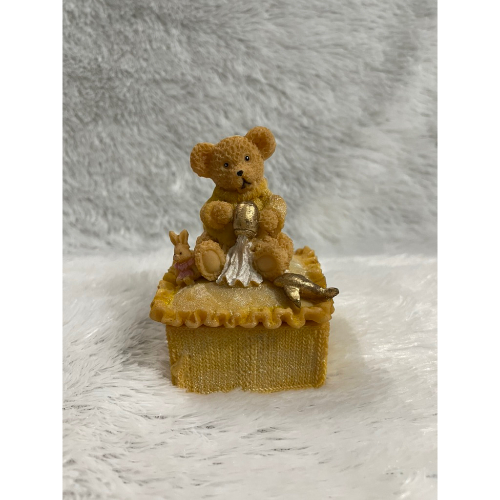 tempat sesuatu keramik/teddy bear kotak perhiasan/teddy bear jewelry box/tempat perhiasan teddy bear