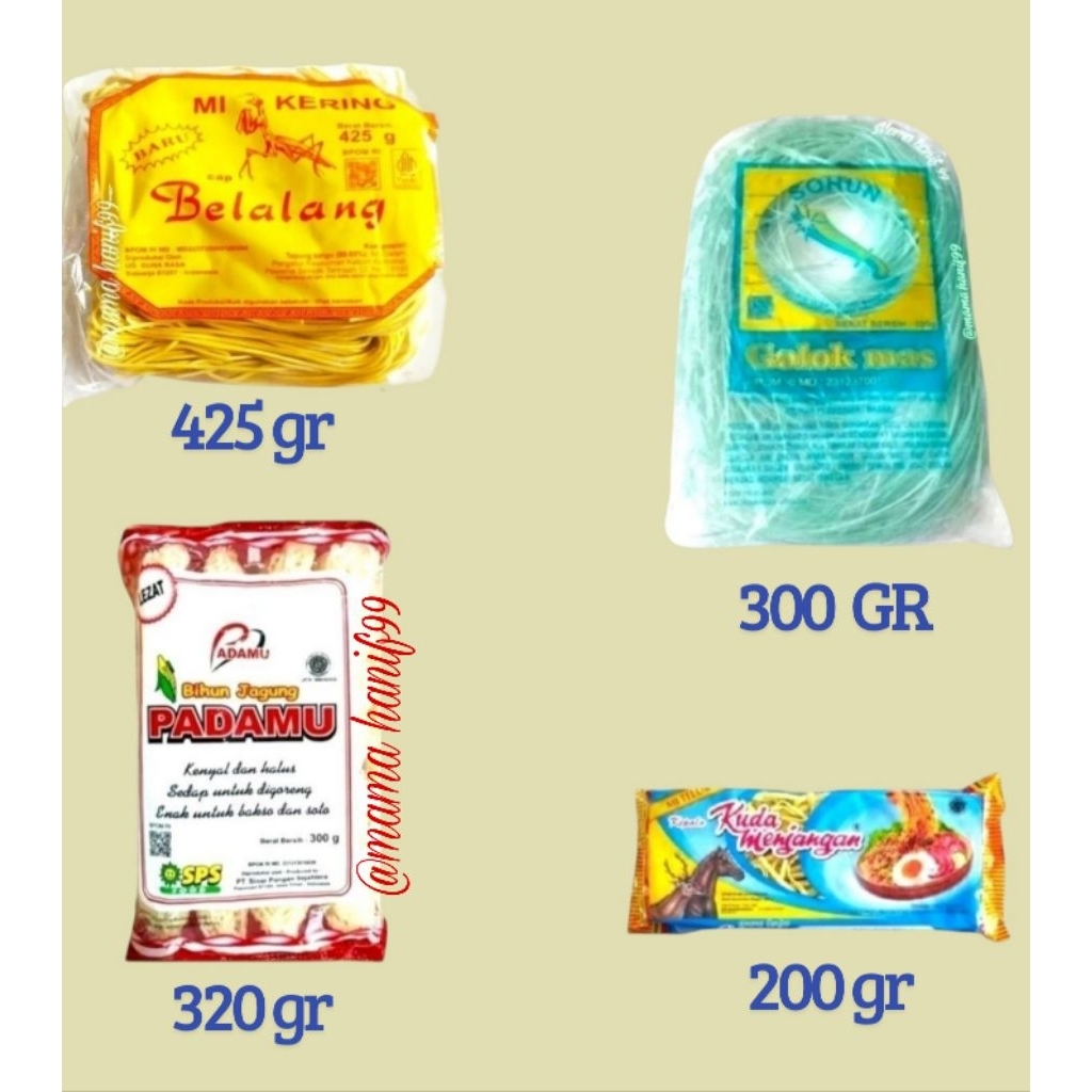 

Mie Telor Belalang Kuda Menjangan Pipih / Suun Golok/ Bihun Padamu