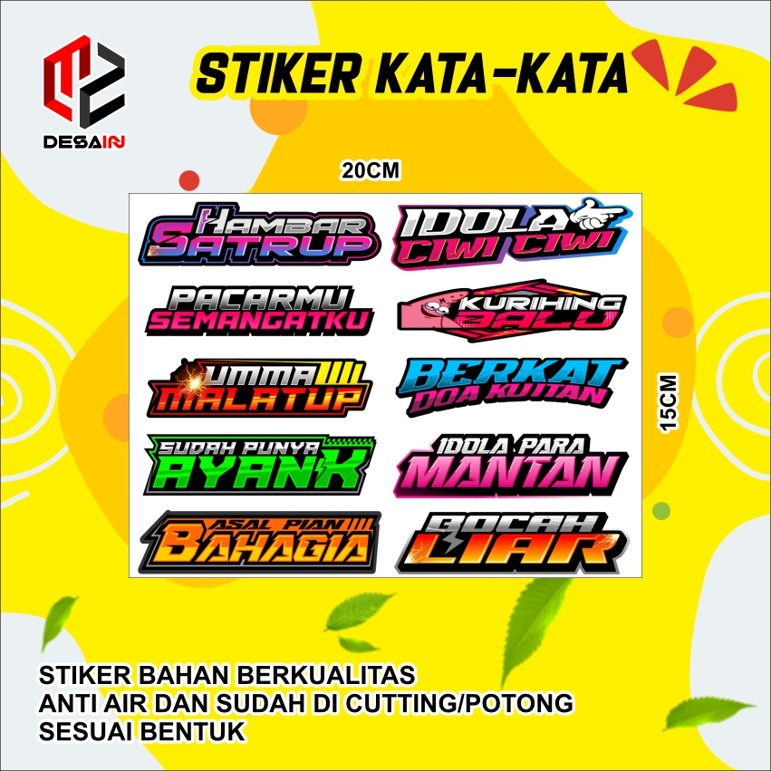 

Stiker Printing Cutting Vinyl kata kata Terbaru Anti Air Kuat