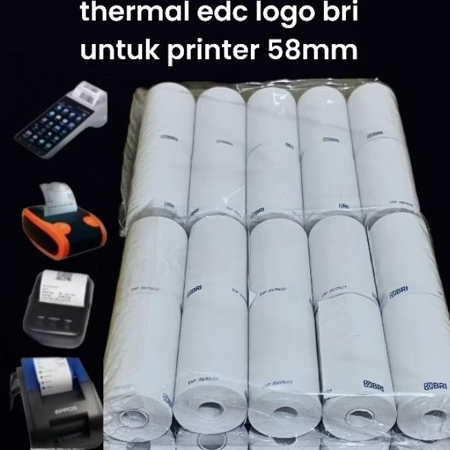 

Kertas Struk Thermal Edc logo bank BRI 57/58x30 full paket 10 Roll