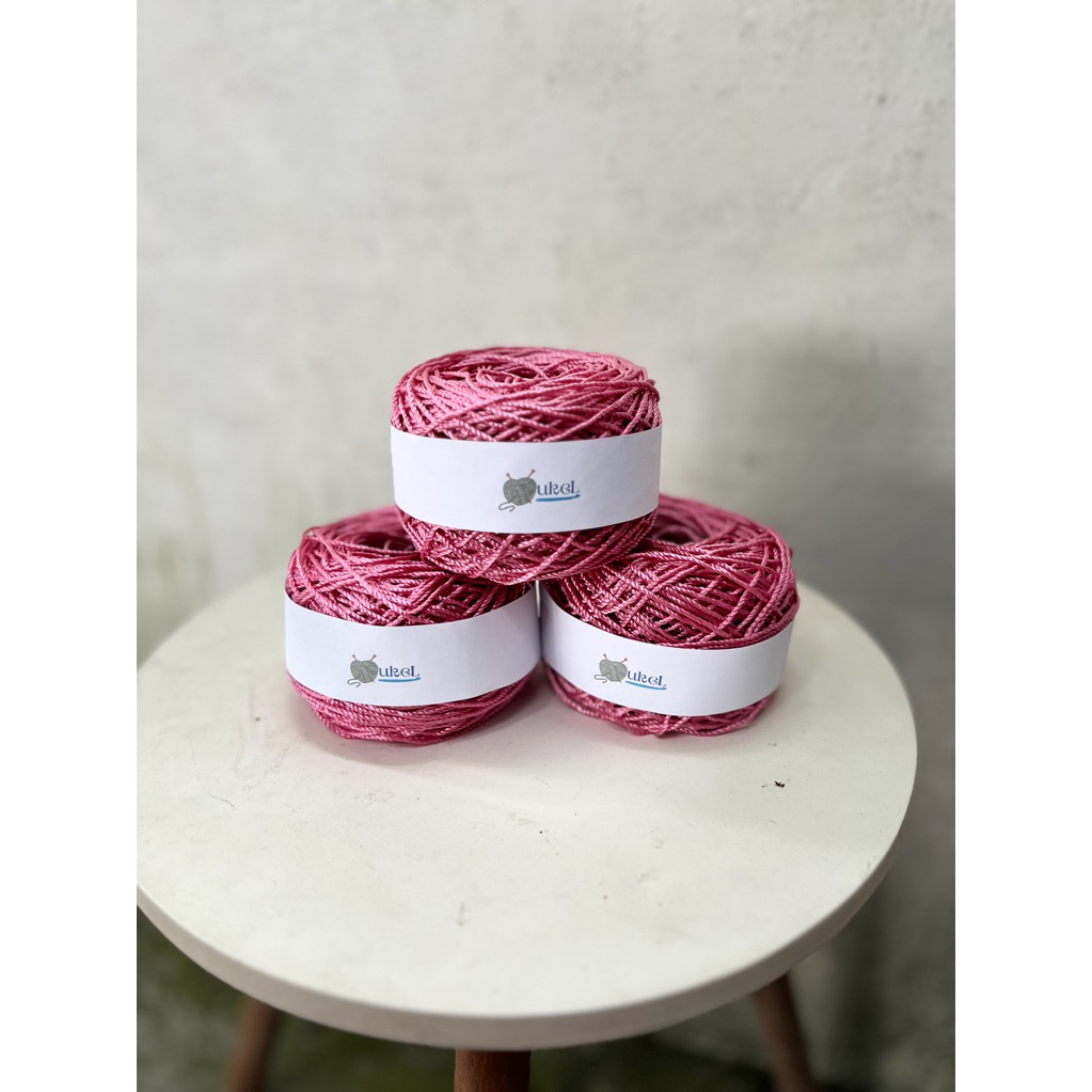 Benang Rajut Korea Poly kilap D36 warna Vintage Pink