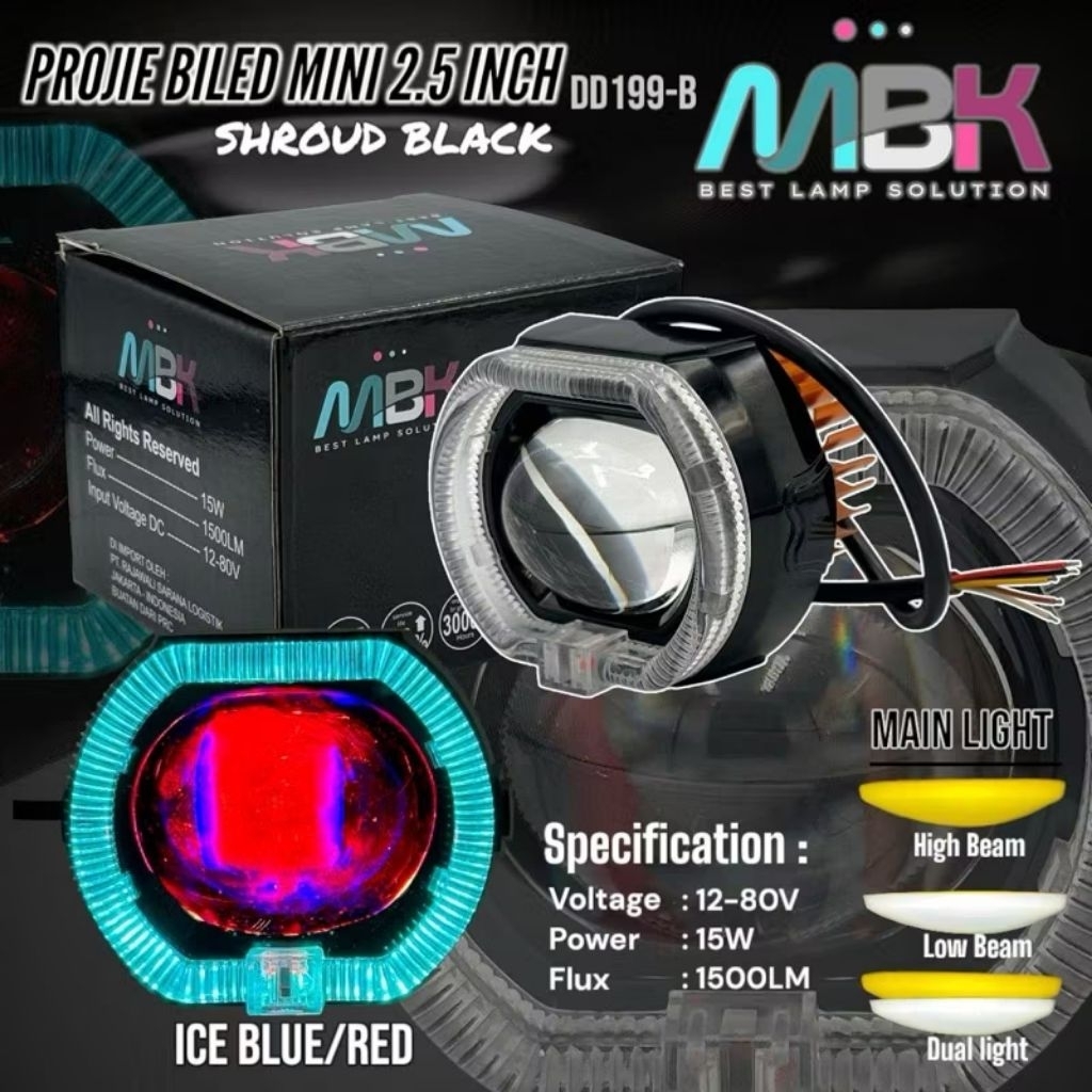 Lampu Depan PROJIE BILED 2.5 Inch Projie Mini Shroud Black Super Terang