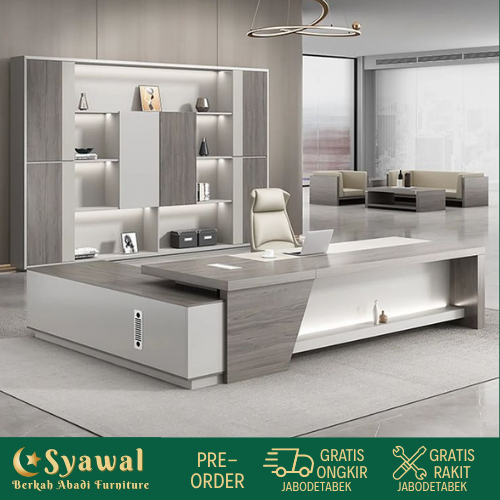 Syawal Office Furniture 1 Set Executive Desk Meja Kerja dan Kabinet Bisa Custom