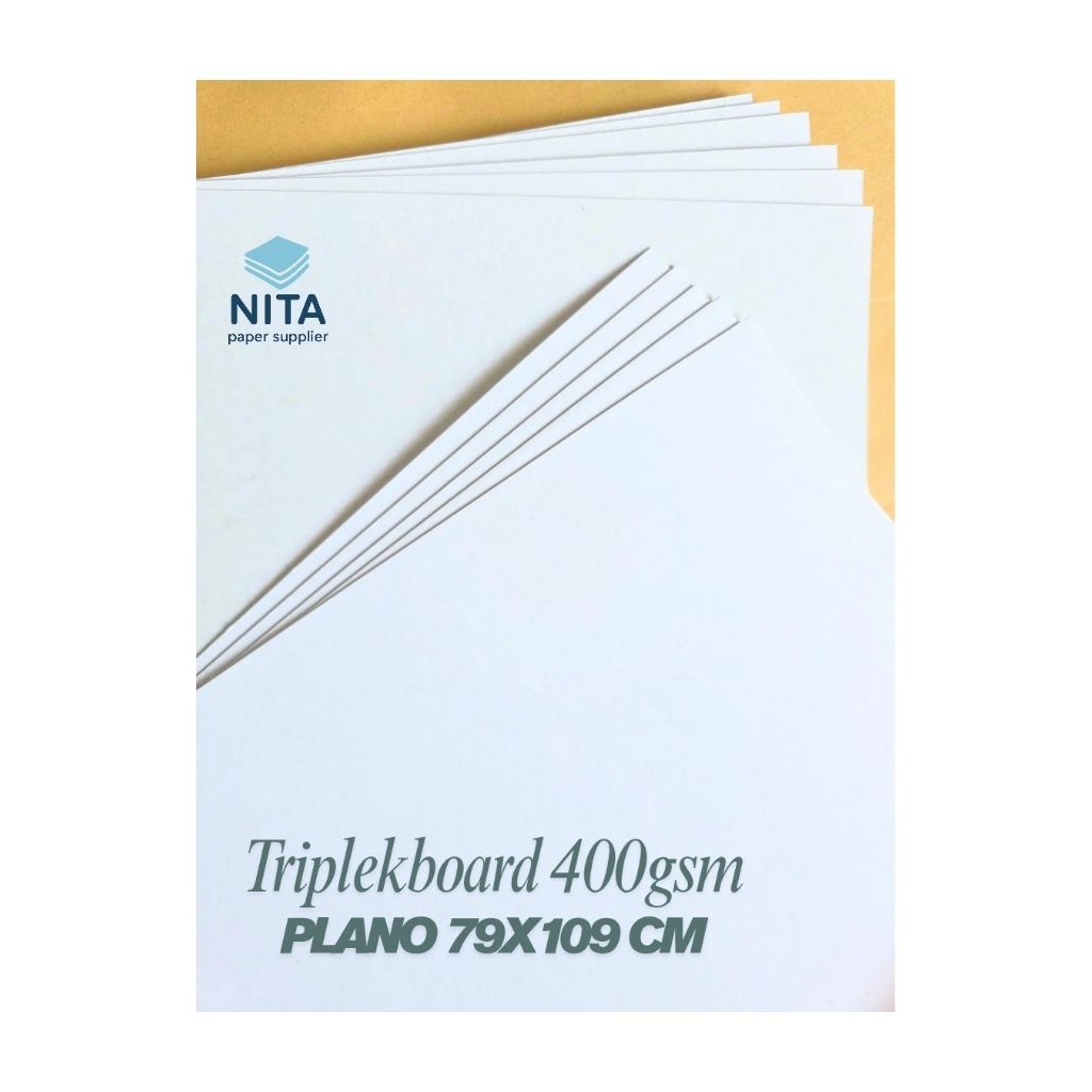 

Karton Triplex board 400gsm Uk 79x109 Import Korea 2 sisi Putih, 1 sisi Coated isi 5 lmbr