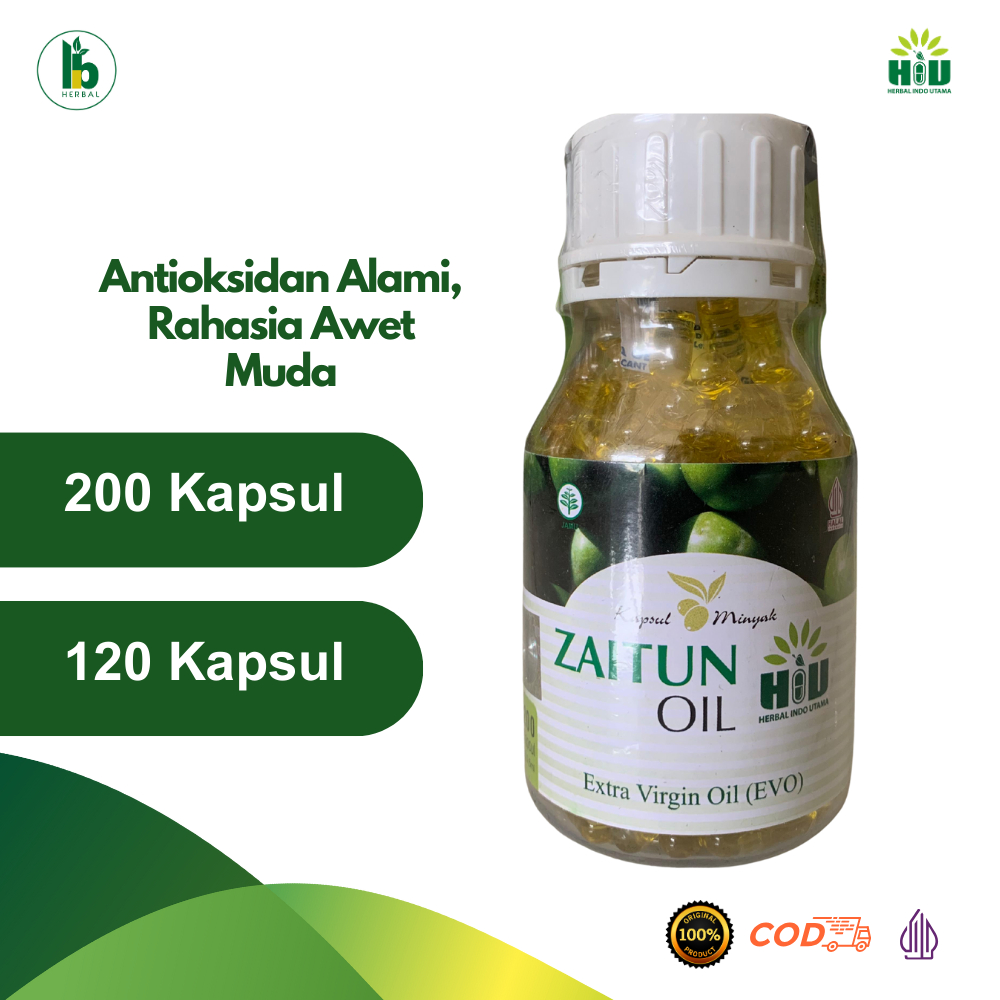 HIU Kapsul Minyak Zaitun Oil - jaga kesehatan jantung, kesehatan ibu hamil | 200,120 Kaps