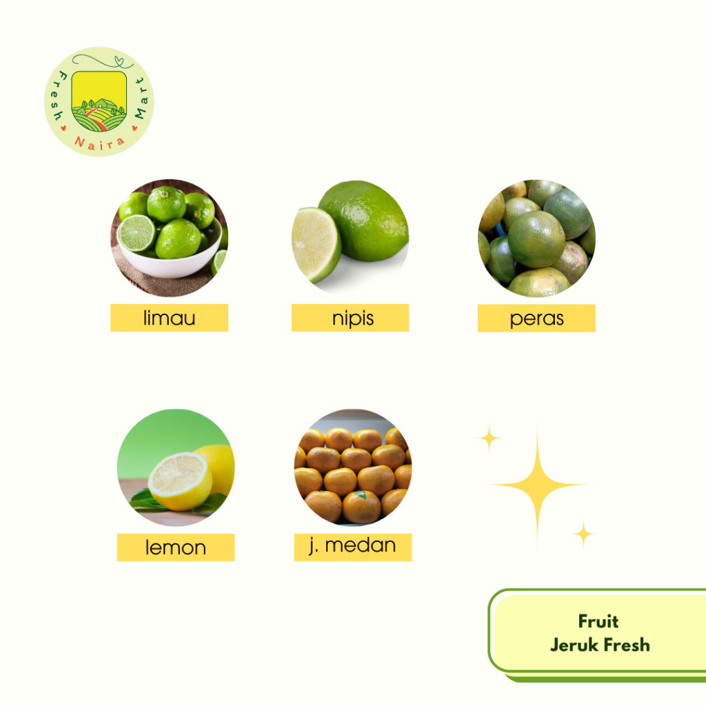 

Fresh Fruit Jeruk Medan Limau Nipis Lemon Peras 100 / 250 / 500 gram