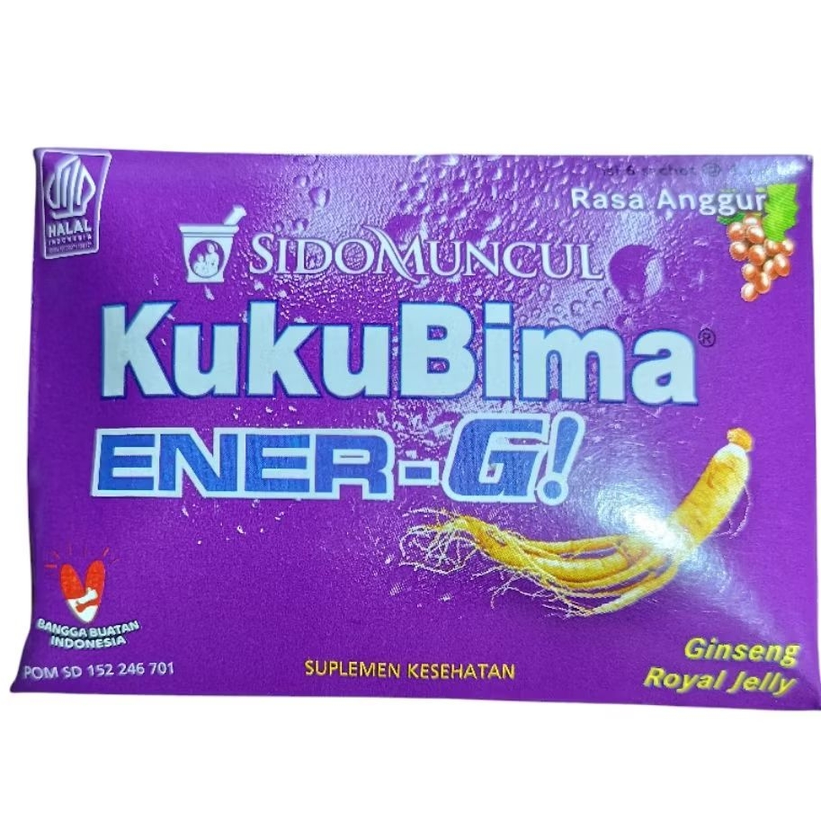

Minuman Energi Kuku Bima Ener-G Sido Muncul Rasa Anggur Isi 6 Sachet 4,5gr Sidomuncul