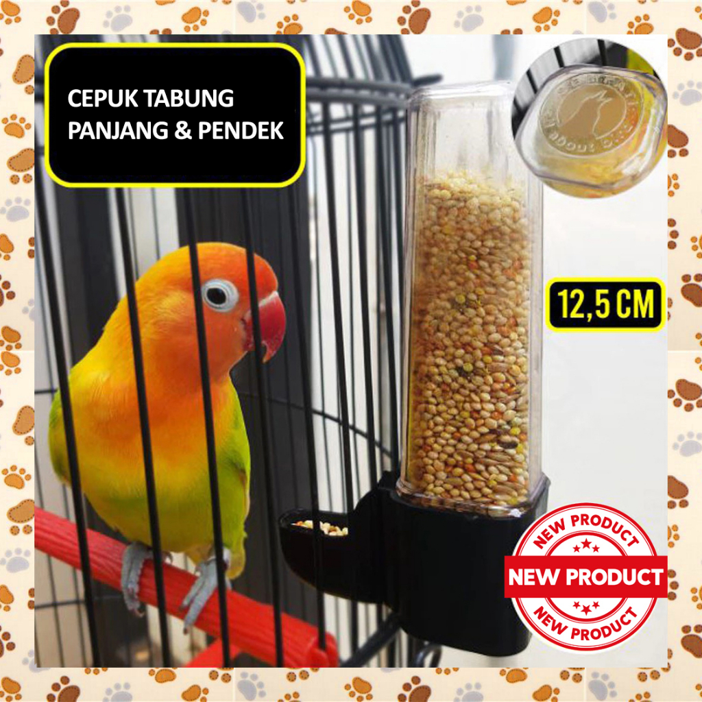 E24AC5 Tempat Makan Minum Burung CEPUK TABUNG Mika Akrilik Panjang Pendek Murai Batu Kicau Love Bird