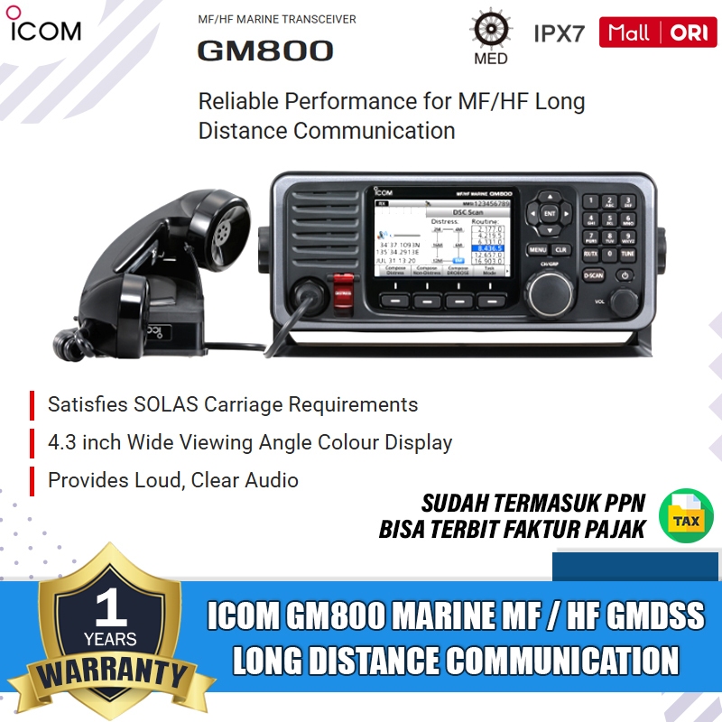 ICOM GM 800 GM800 GM-800 MF/HF Transceiver Radio Rig Laut Icom Ic Gm 800 Mf Hf Original Garansi Resm