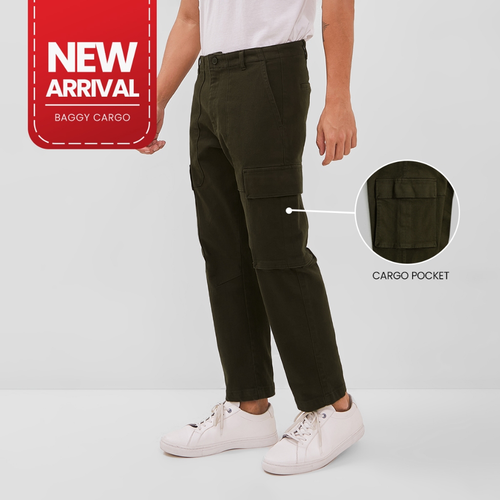 EDWIN JEANS - Celana Cargo Panjang Pria Reguler Fit NICHOL OLIVE