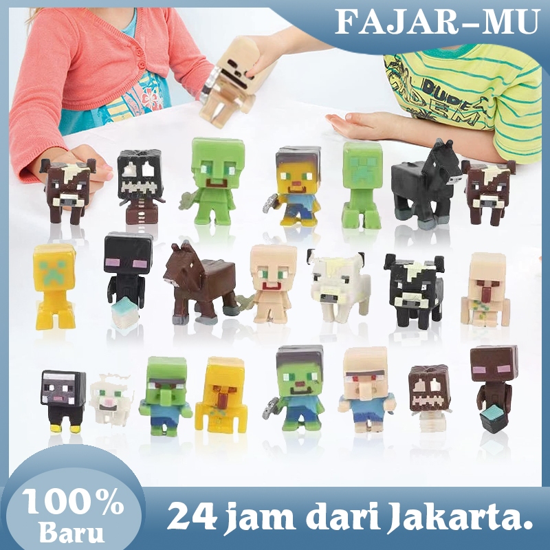 36 Pcs Set Mainan Figure Minecraft Game / Minecraft Enderman Zombie Alex Steve / Pajangan Figure Min