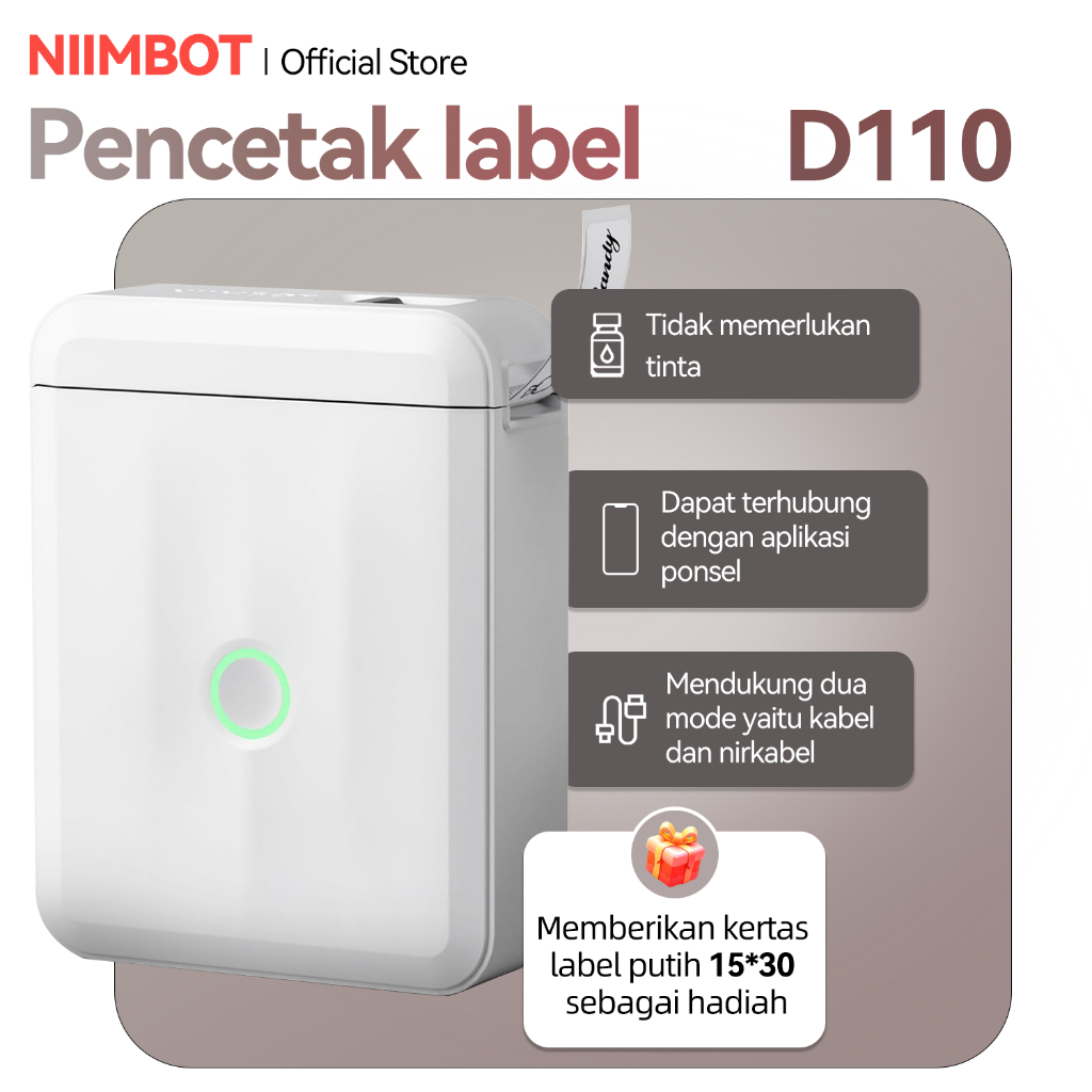 

D110 Thermal Label Bluetooth Printer , Mini Printer Thermal Label Maker Machine Wireless