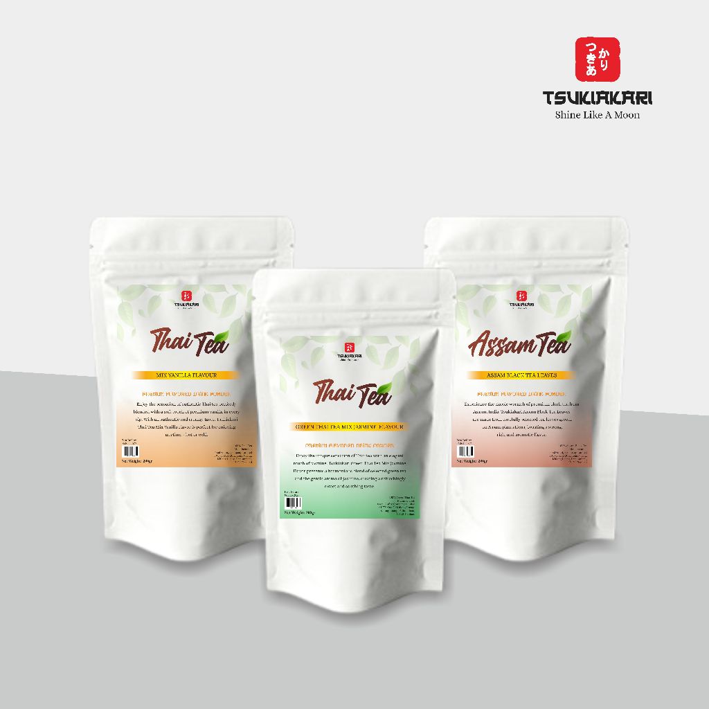 

Thai Tea Mix Vanilla Flavour | Green Tea Mix Jasmine Flavour | Assam Black Tea Leaves - Tsukiakari