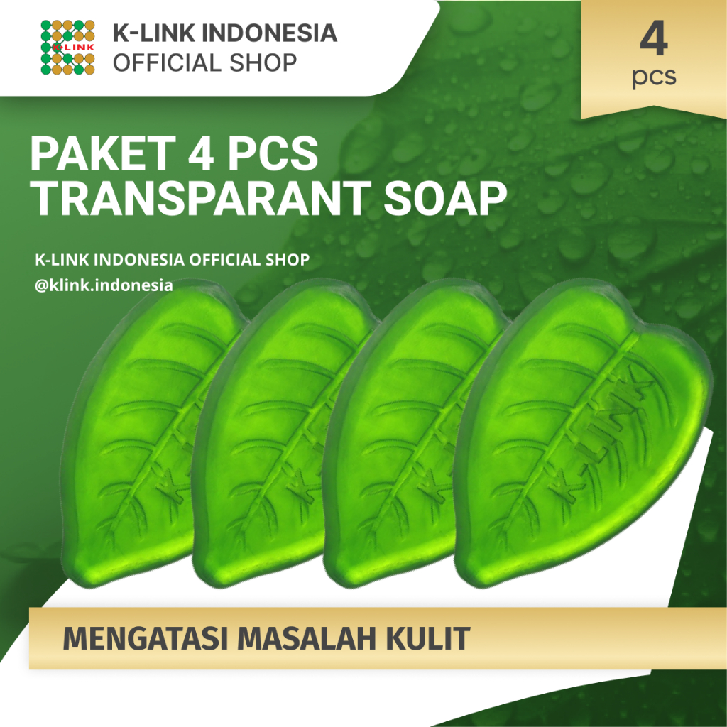 [PAKET HEMAT] 4 pcs K-CARE Chlorophyll Transparant Soap (100 gr) Sabun Klorofil Sabun K-Link Sabun M